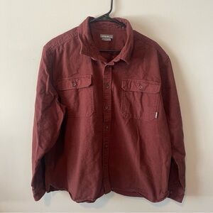 Eddie Bauer Maroon Heavy cotton flannel button down gorpcore boxy crop XL
